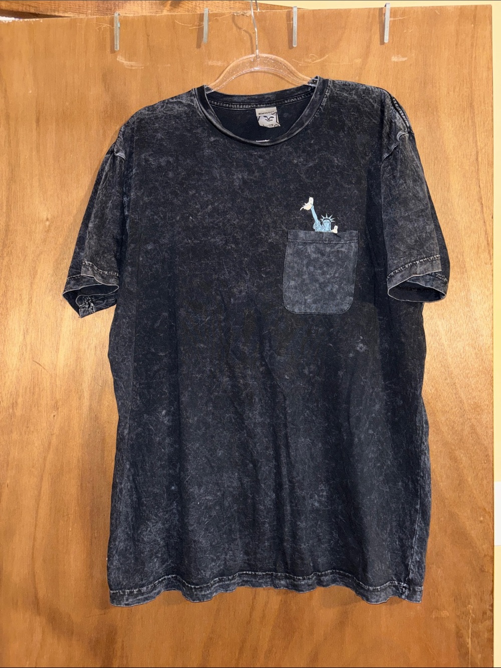 Ripndip Washed Black Short Sleeve Pocket Tee with Liberty Graphic